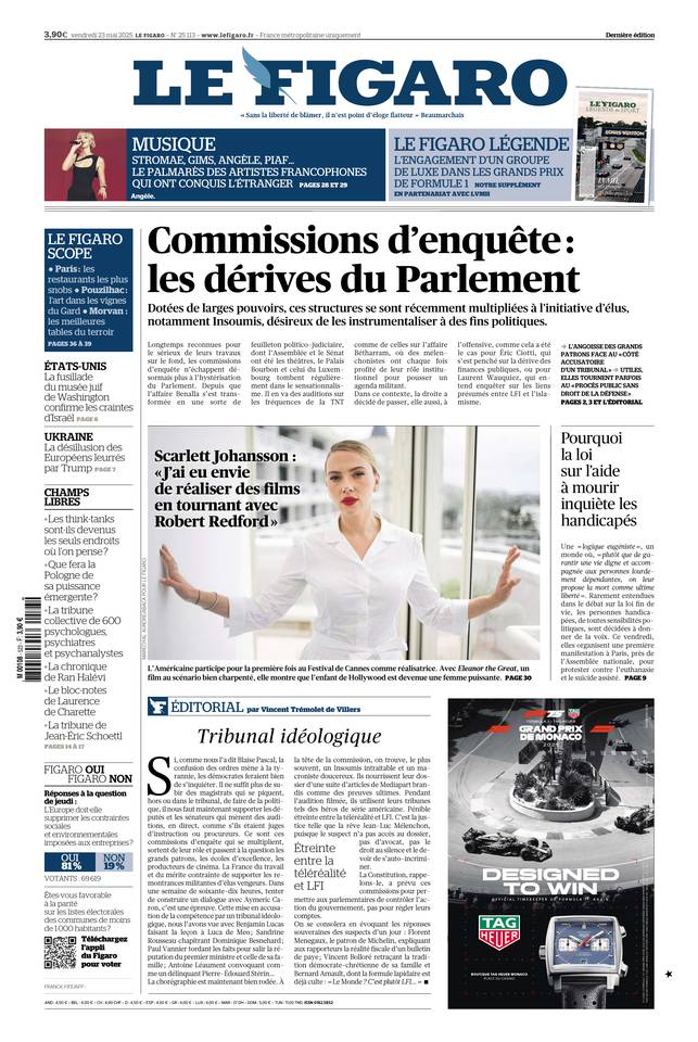 Le Figaro Une du 23 mai 2025
